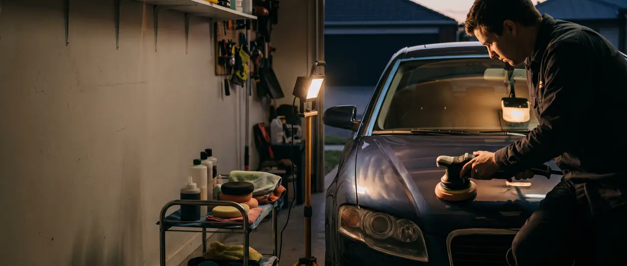 Polera bilen själv – steg för steg, från tvättrepor till hologramfri finish