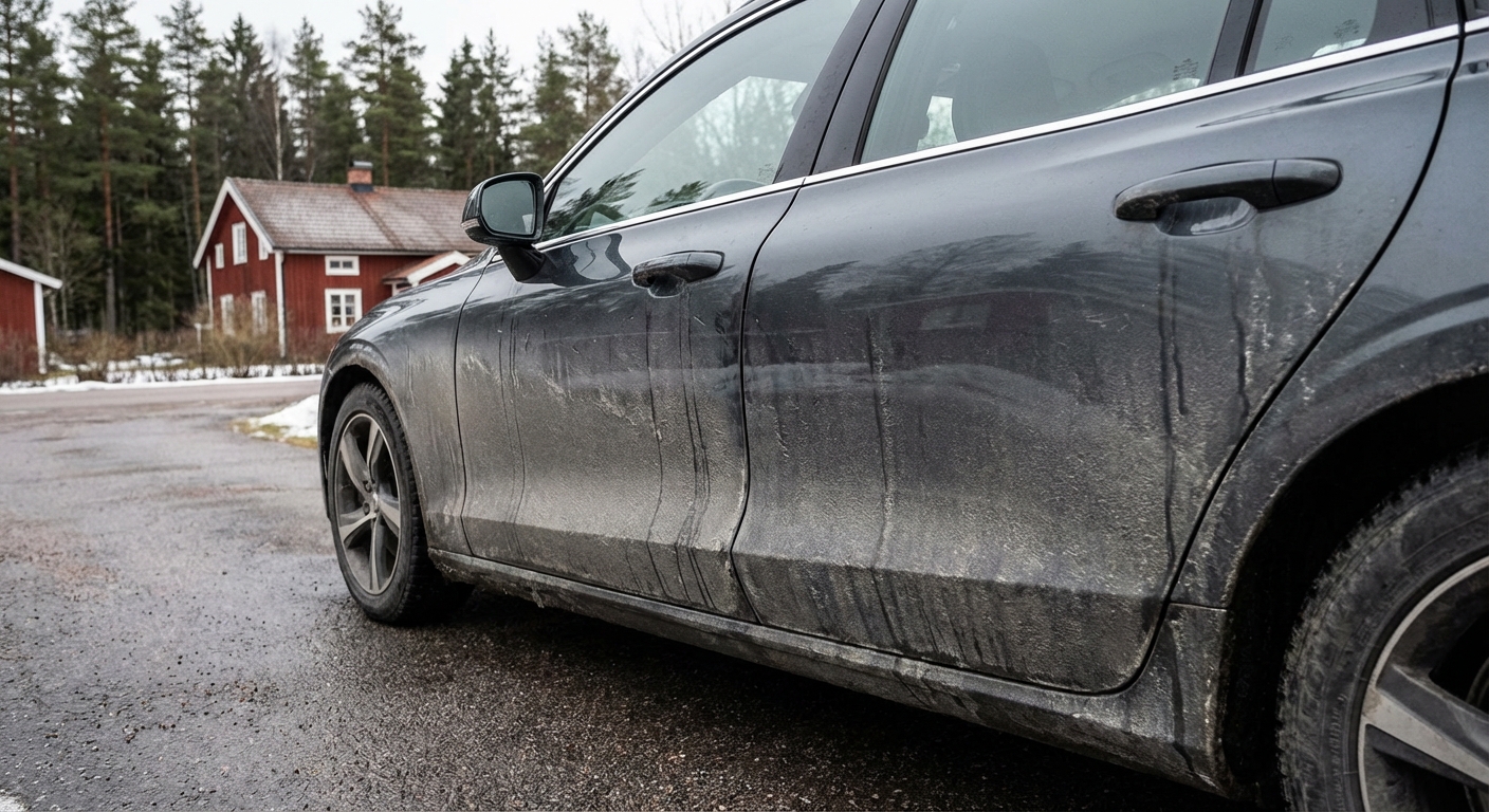 Före bilschampo-behandling