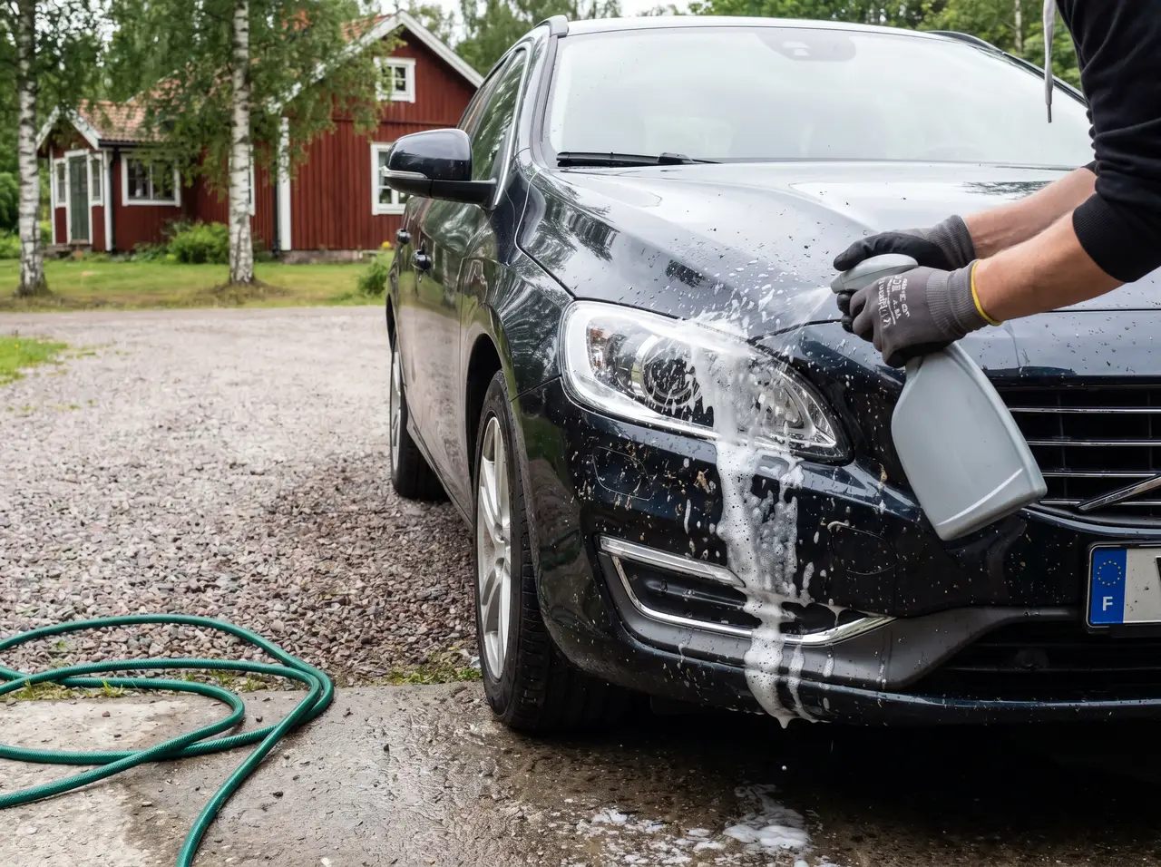 Bildmontage: insektsborttagare sprayas på fronten och får verka