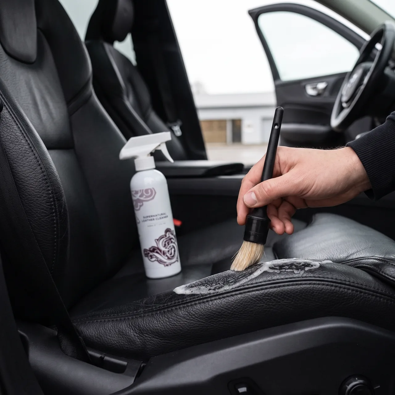 Bildmontage av Dodo Juice Supernatural Leather Cleaner