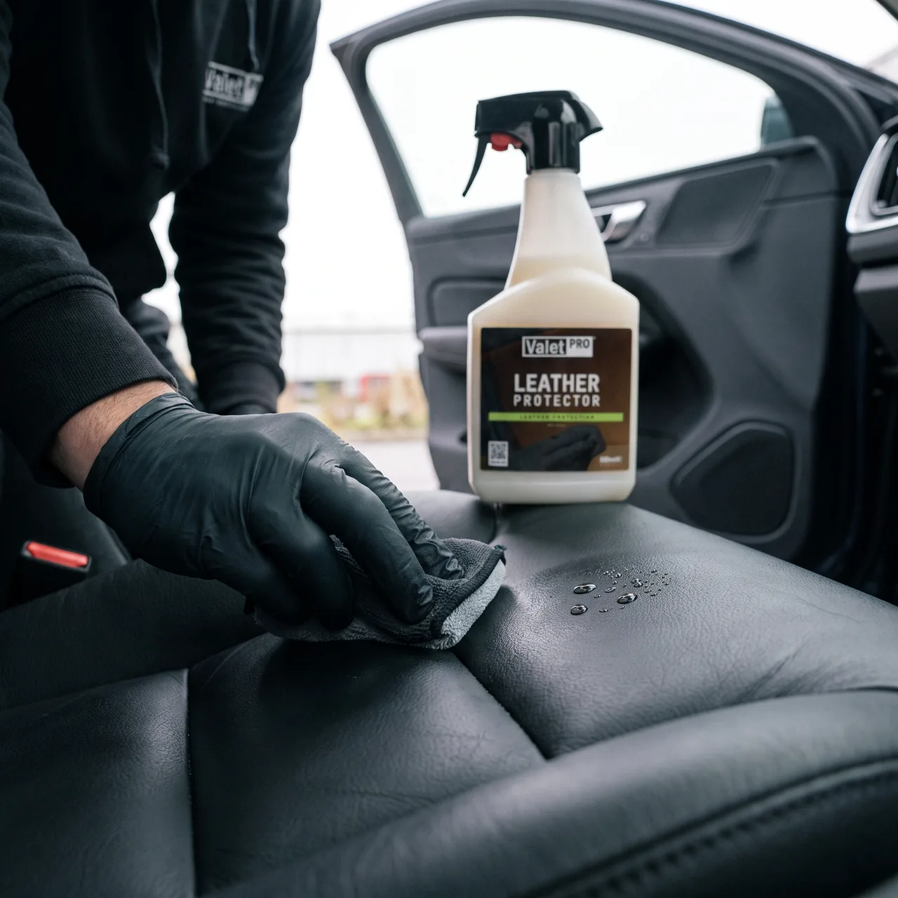 Bildmontage av ValetPRO Leather Protector