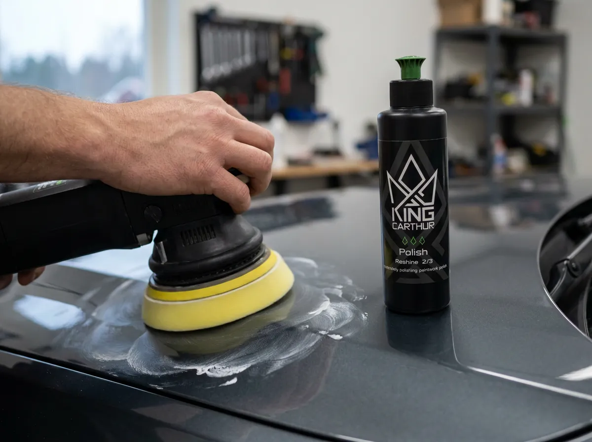 King Carthur Reshine Polish – närbild under användning