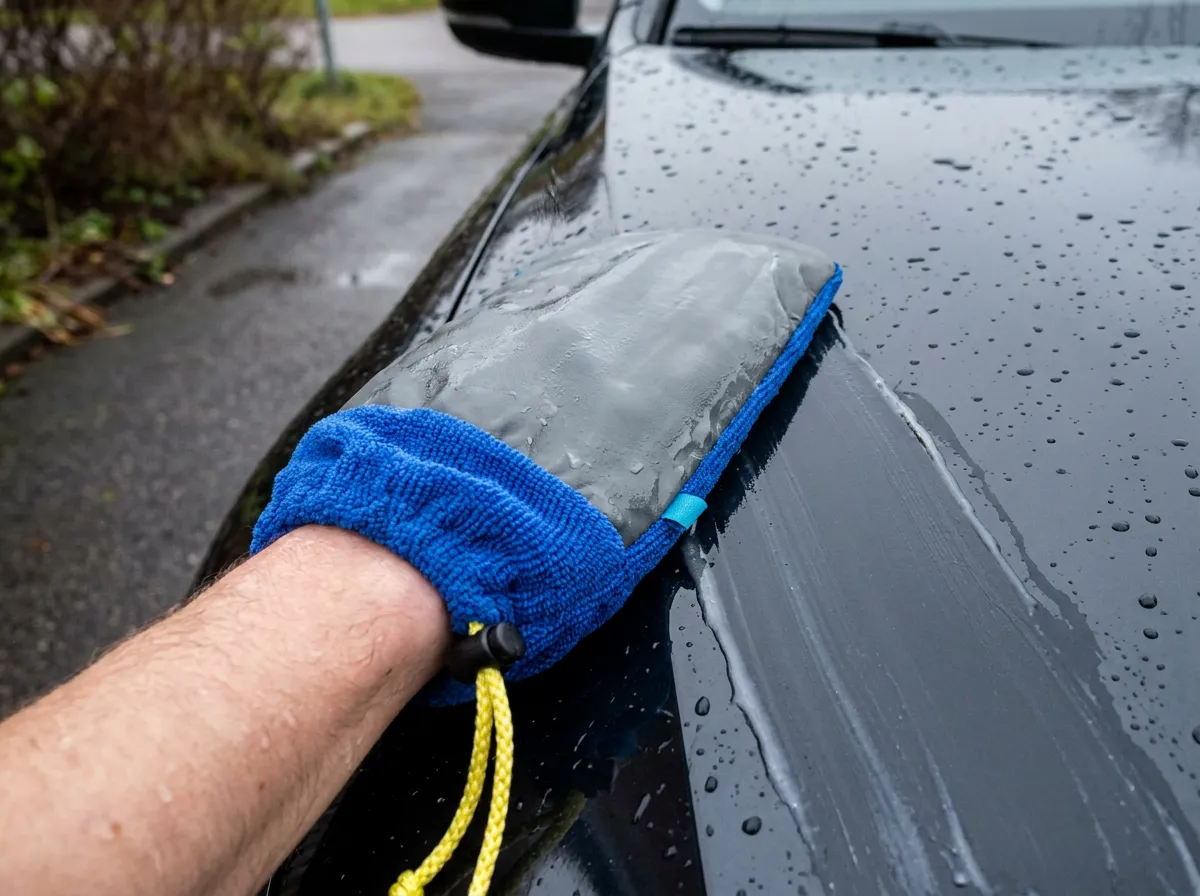 Flexipads Clay Mitt Blue Fine Grade – närbild under användning